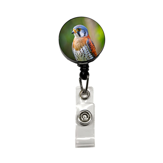 American Kestrel Raptor Bird Of Prey Retractable ID Key Card Name Tag Badge Holder with Clip