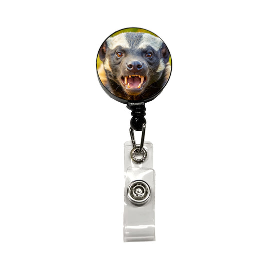 Angry Honey Badger Retractable ID Key Card Name Tag Badge Holder with Clip
