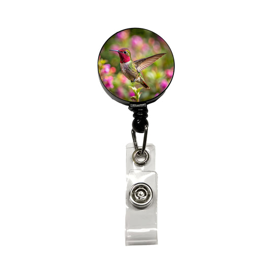 Anna's Hummingbird Backyard Bird Retractable ID Key Card Name Tag Badge Holder with Clip