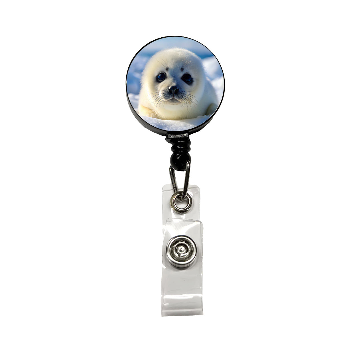 Baby Harp Seal Retractable ID Key Card Name Tag Badge Holder with Clip
