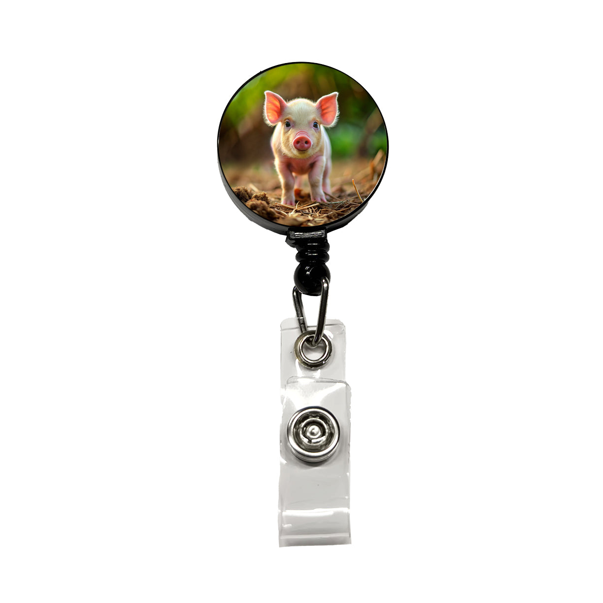 Baby Pig Retractable ID Key Card Name Tag Badge Holder with Clip