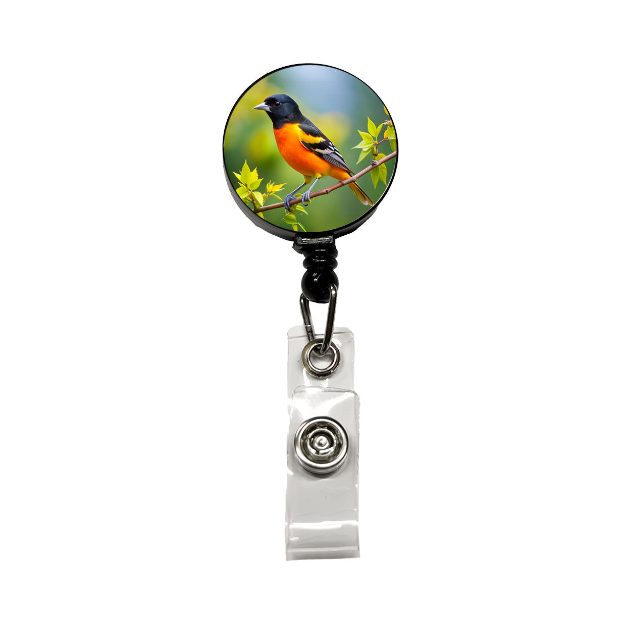 Baltimore Oriole Backyard Bird Retractable ID Key Card Name Tag Badge Holder with Clip