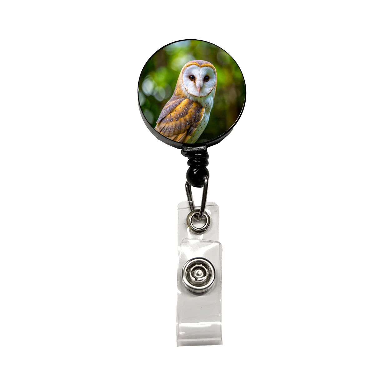Barn Owl Raptor Bird Of Prey Retractable ID Key Card Name Tag Badge Holder with Clip
