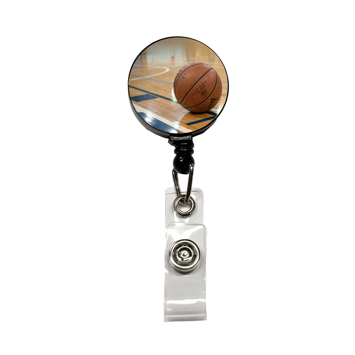 Basketball on Court Retractable ID Key Card Name Tag Badge Holder with Clip