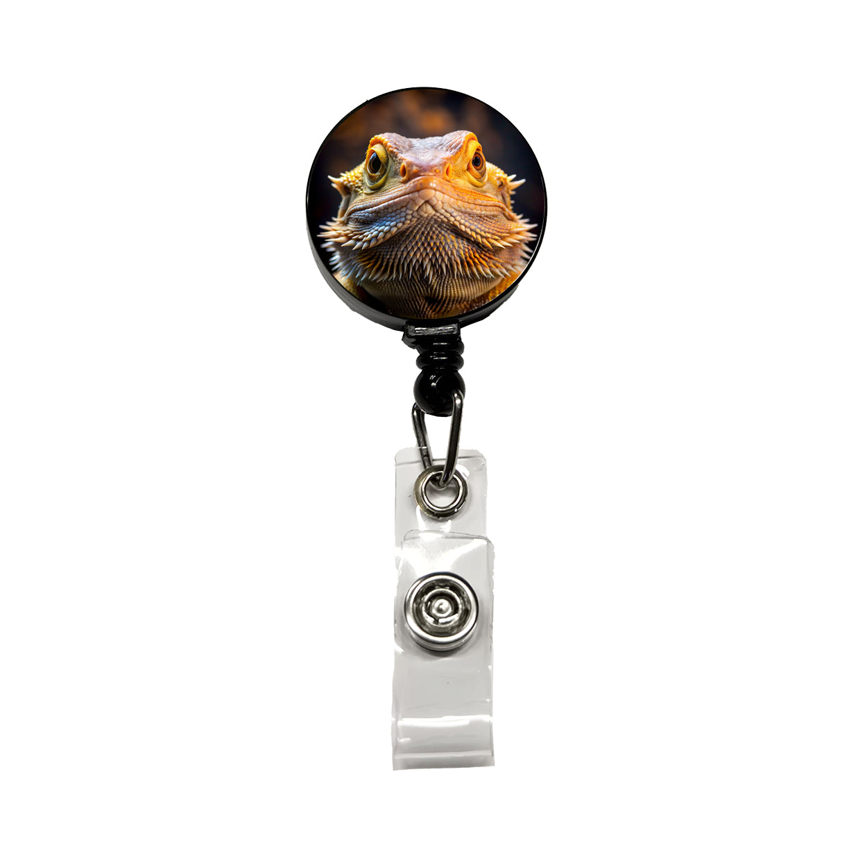 Bearded Dragon Lizard Reptile Face Retractable ID Key Card Name Tag Badge Holder with Clip