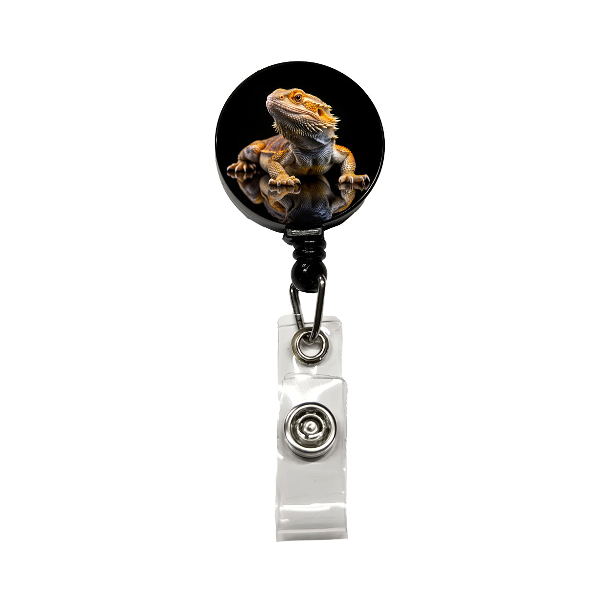 Bearded Dragon Lizard Reptile Retractable ID Key Card Name Tag Badge Holder with Clip