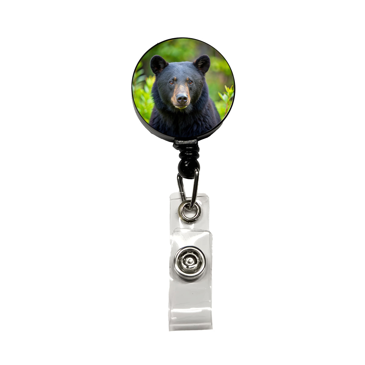 Black Bear Retractable ID Key Card Name Tag Badge Holder with Clip