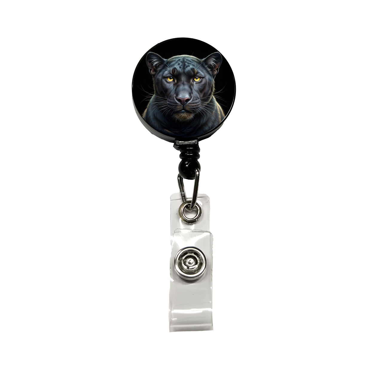 Black Panther Face Art Retractable ID Key Card Name Tag Badge Holder with Clip