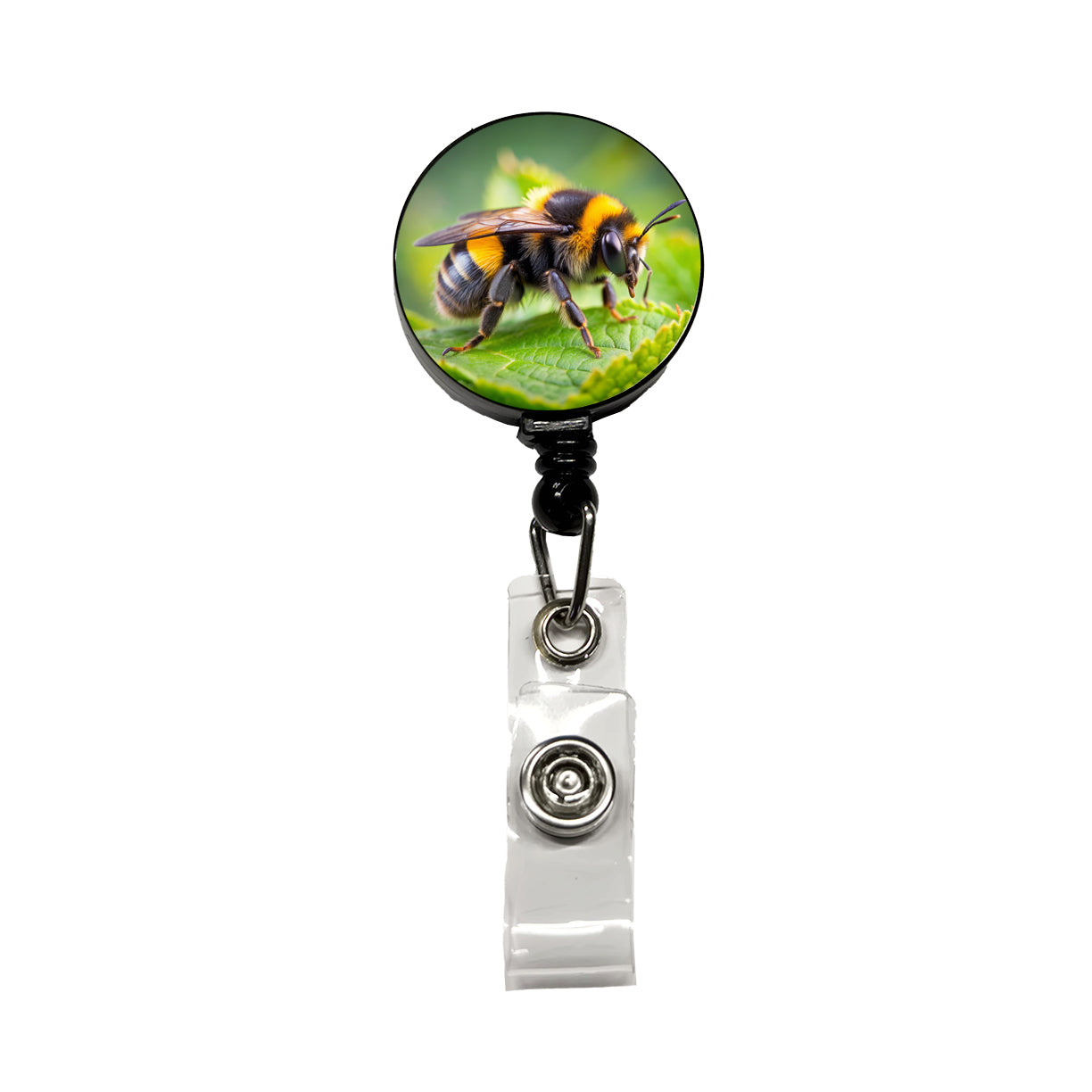 Bumblebee Bee on Leaf Retractable ID Key Card Name Tag Badge Holder with Clip