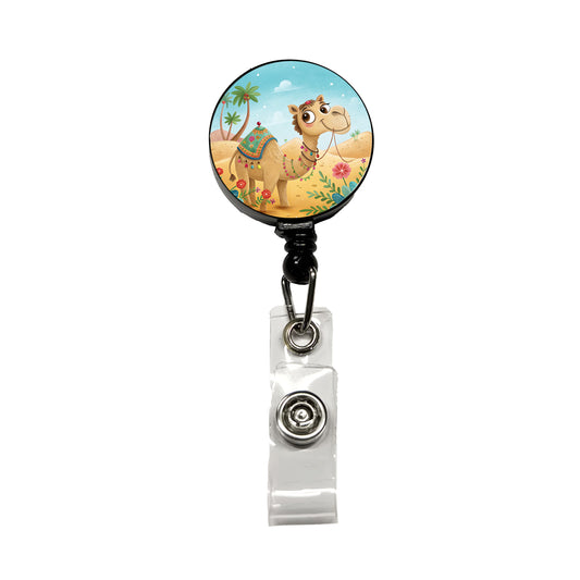 Camel Children's Illustration Style Retractable ID Key Card Name Tag Badge Holder with Clip