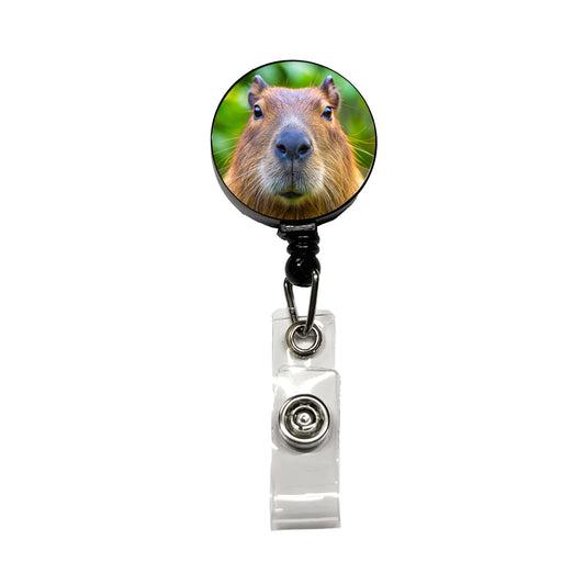 Capybara Face Retractable ID Key Card Name Tag Badge Holder with Clip