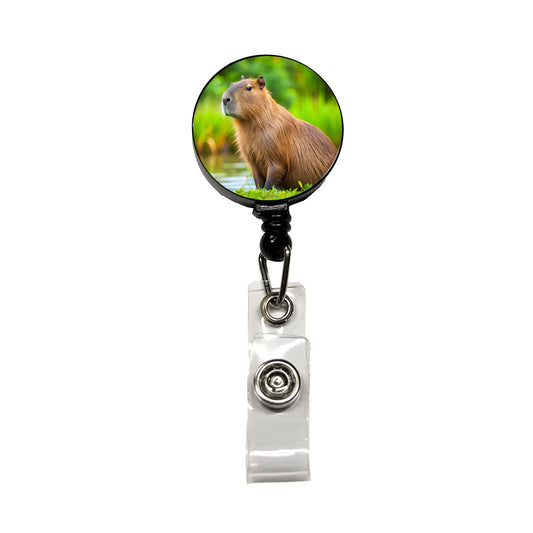 Capybara Retractable ID Key Card Name Tag Badge Holder with Clip
