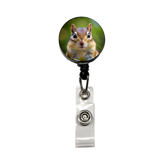 Chipmunk Face Retractable ID Key Card Name Tag Badge Holder with Clip