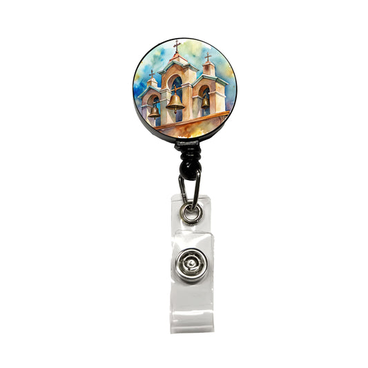 Church Mission Bells Watercolor Retractable ID Key Card Name Tag Badge Holder with Clip