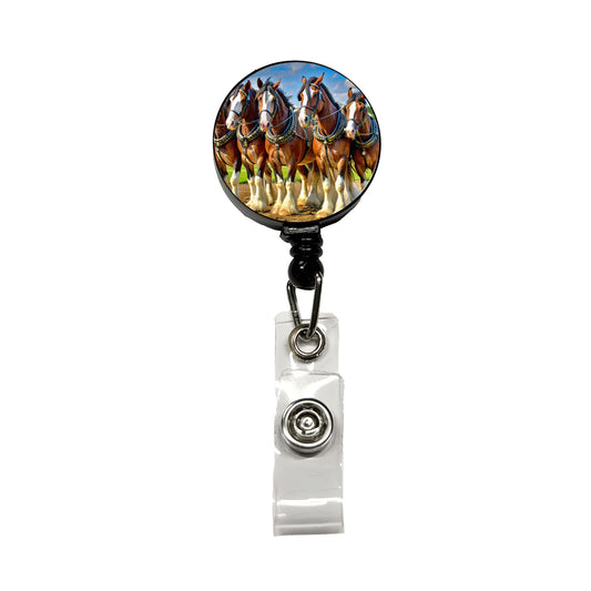 Clydesdale Horses Retractable ID Key Card Name Tag Badge Holder with Clip