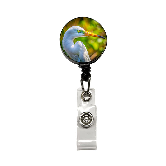 Egret Face Retractable ID Key Card Name Tag Badge Holder with Clip