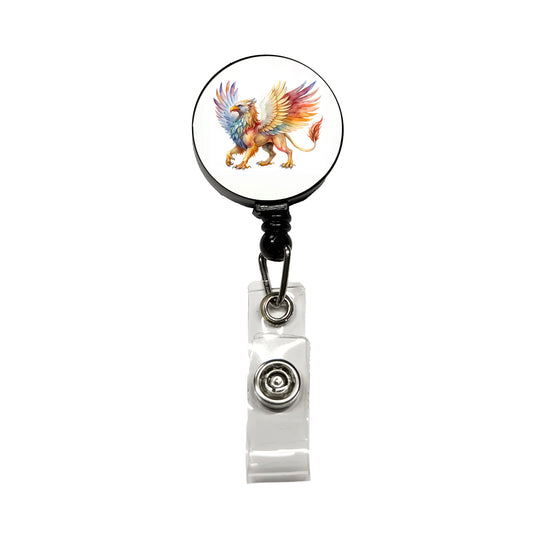 Fantasy Griffin Mythical Creature Watercolor Retractable ID Key Card Name Tag Badge Holder with Clip