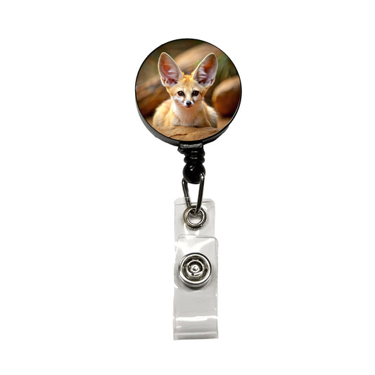 Fennec Fox Retractable ID Key Card Name Tag Badge Holder with Clip