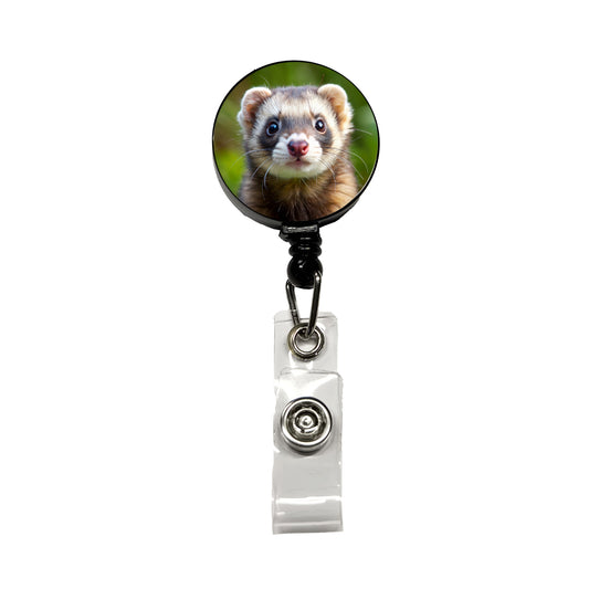 Ferret Retractable ID Key Card Name Tag Badge Holder with Clip