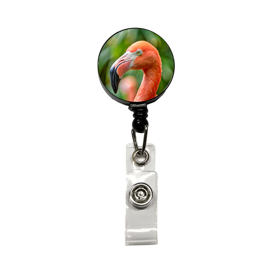 Flamingo Face Retractable ID Key Card Name Tag Badge Holder with Clip
