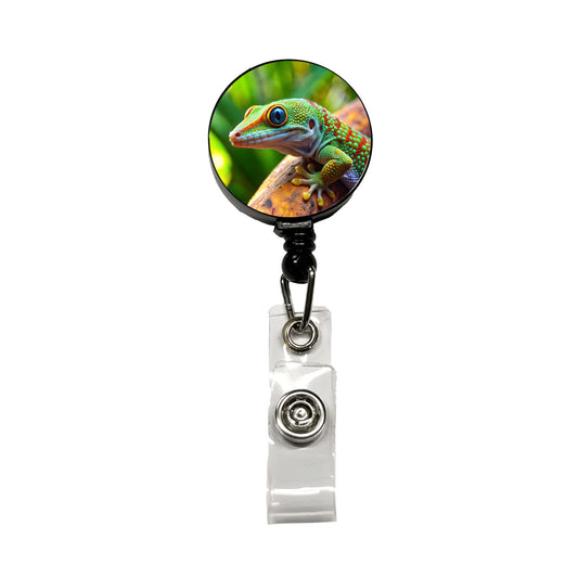 Gecko Lizard Reptile Retractable ID Key Card Name Tag Badge Holder with Clip