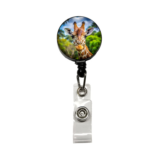 Giraffe Face Retractable ID Key Card Name Tag Badge Holder with Clip