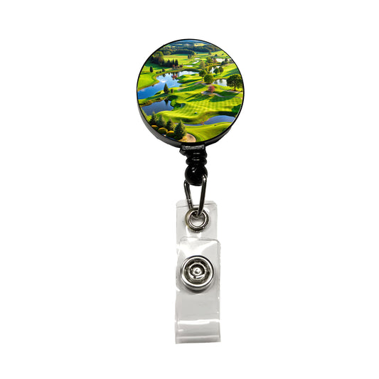 Golf Course Overview Retractable ID Key Card Name Tag Badge Holder with Clip