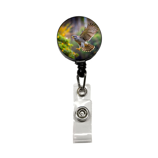 Goshawk Flying Raptor Bird Of Prey Retractable ID Key Card Name Tag Badge Holder with Clip