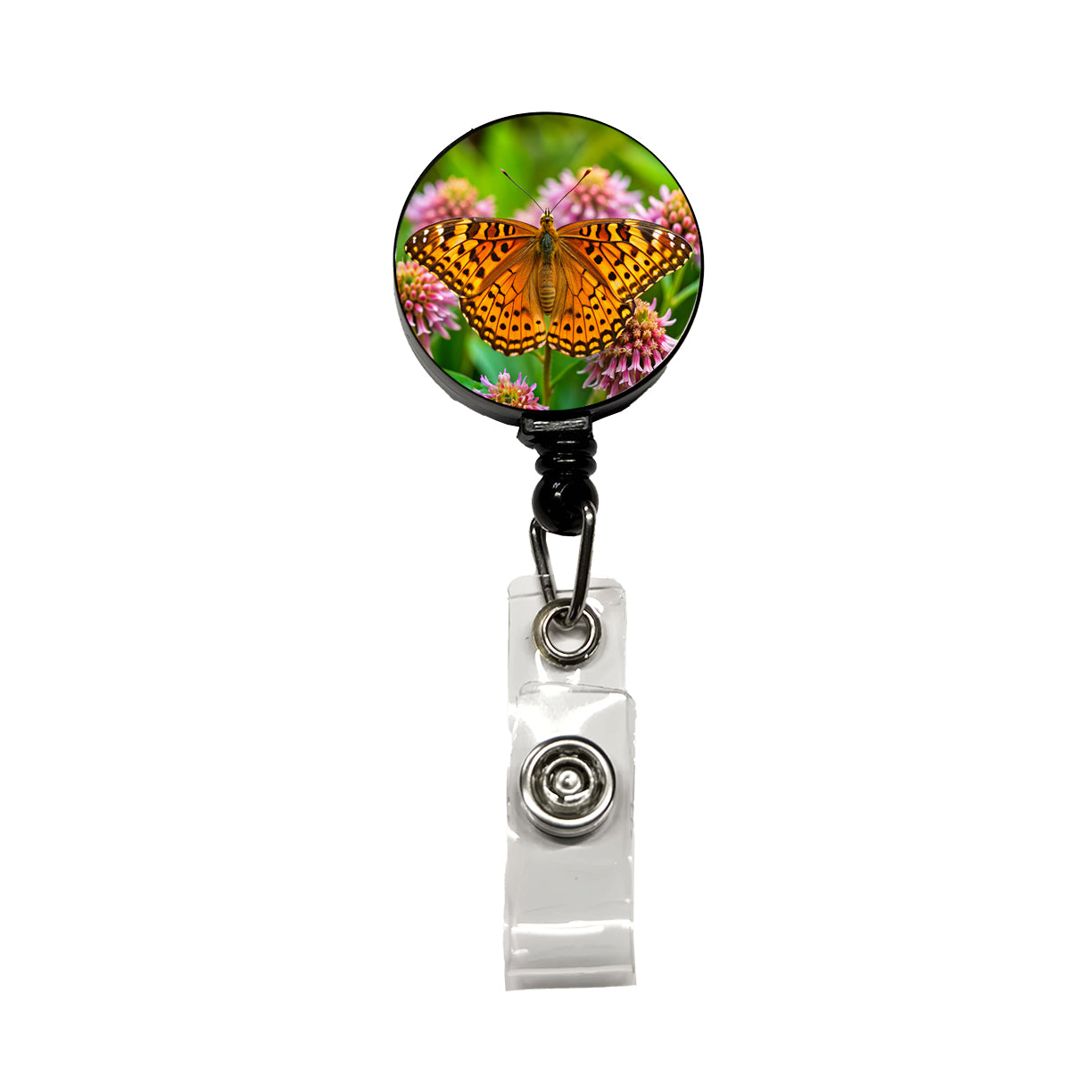 Great Spangled Fritillary Butterfly Retractable ID Key Card Name Tag Badge Holder with Clip