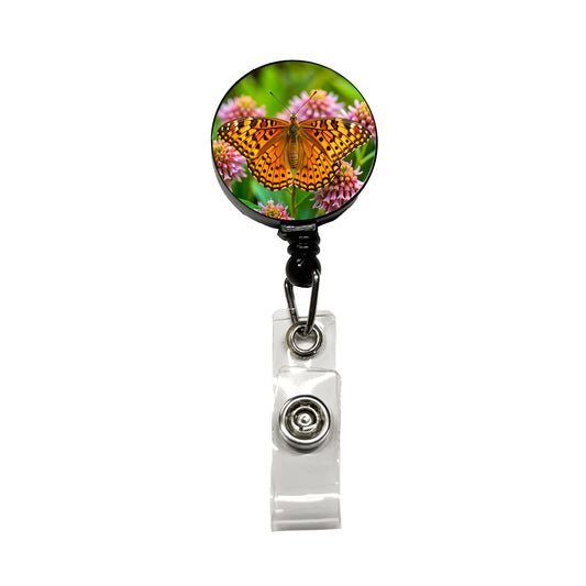 Great Spangled Fritillary Butterfly Retractable ID Key Card Name Tag Badge Holder with Clip