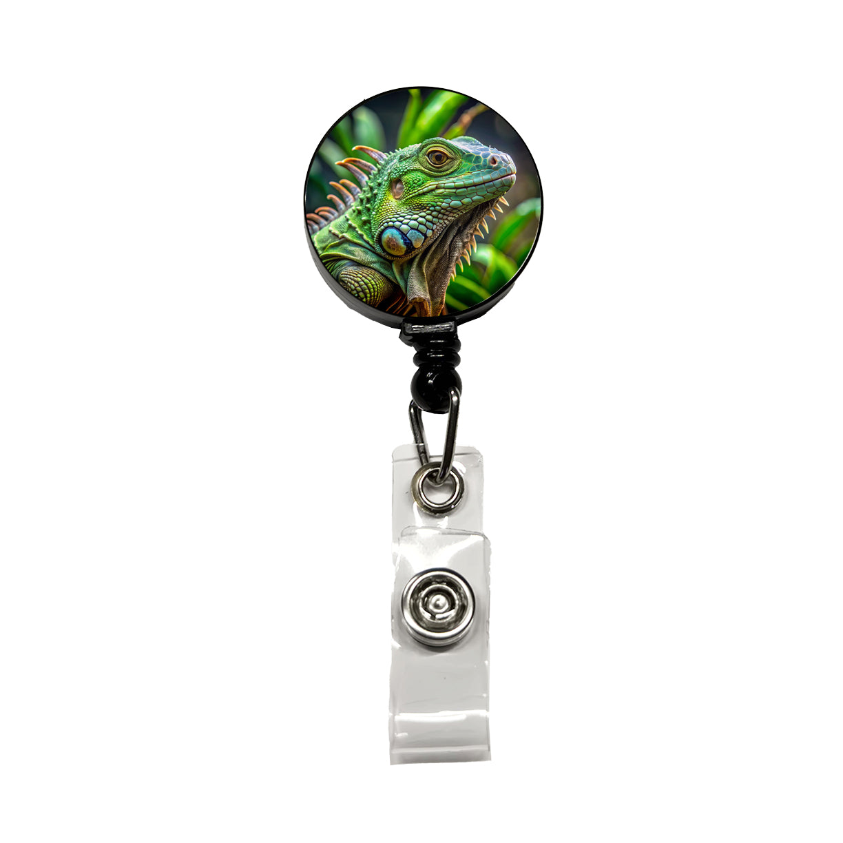 Green Iguana Lizard Reptile Retractable ID Key Card Name Tag Badge Holder with Clip