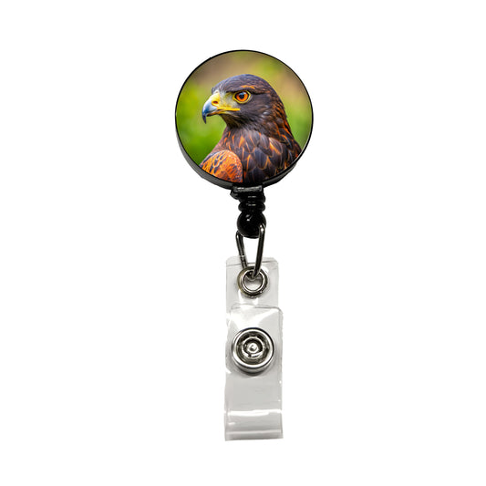 Harris's Hawk Raptor Bird Of Prey Retractable ID Key Card Name Tag Badge Holder with Clip