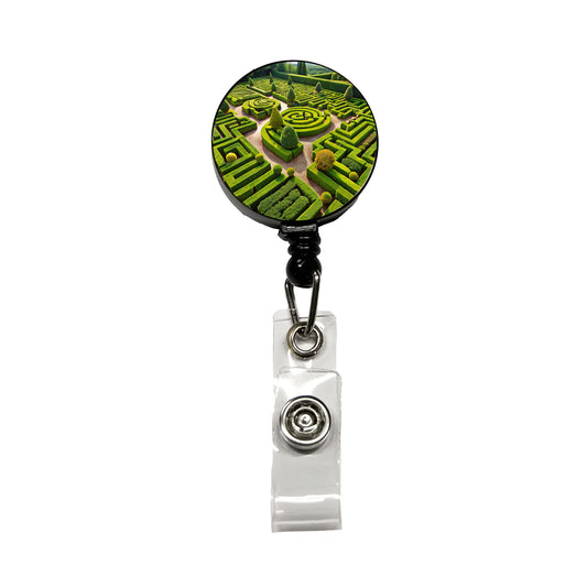 Hedge Garden Maze Retractable ID Key Card Name Tag Badge Holder with Clip