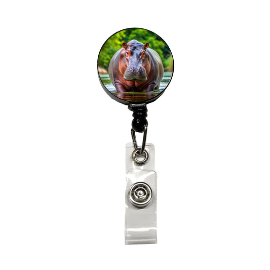 Hippopotamus Retractable ID Key Card Name Tag Badge Holder with Clip