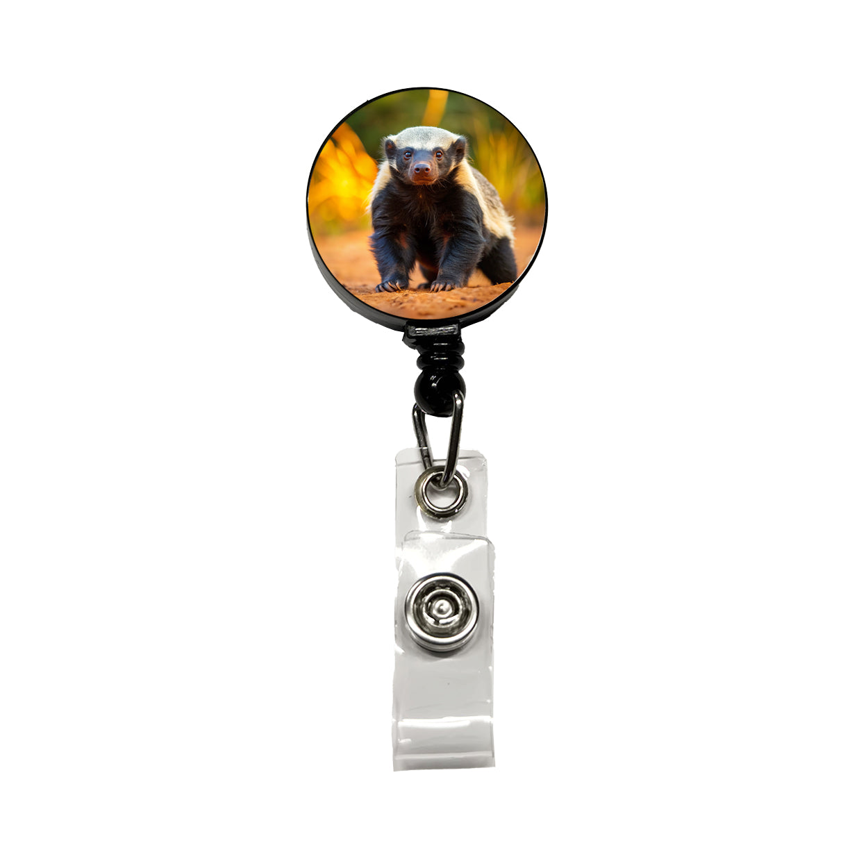 Honey Badger Retractable ID Key Card Name Tag Badge Holder with Clip