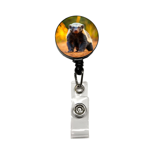 Honey Badger Retractable ID Key Card Name Tag Badge Holder with Clip