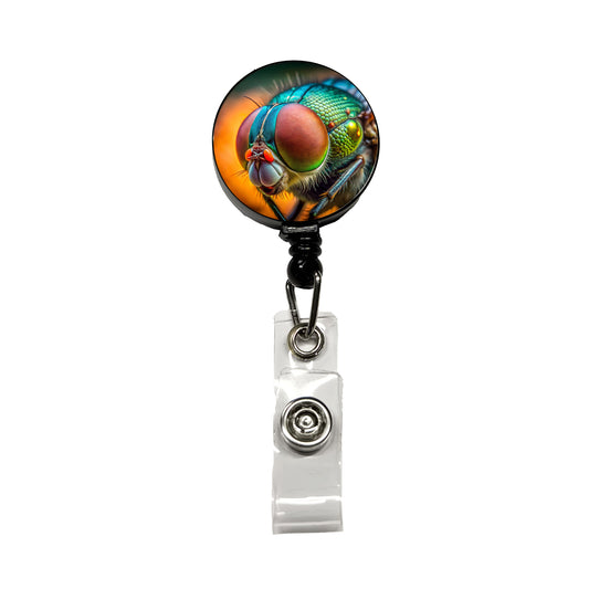 Housefly Fly Eyes Close-up Retractable ID Key Card Name Tag Badge Holder with Clip