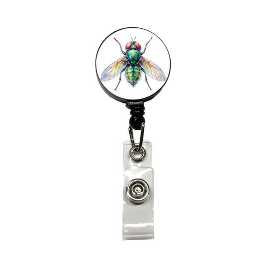 Housefly Fly Watercolor Retractable ID Key Card Name Tag Badge Holder with Clip
