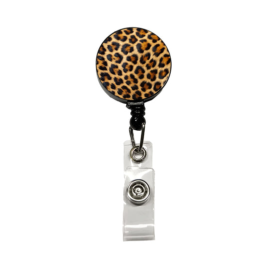 Leopard Spots Fur Pattern Retractable ID Key Card Name Tag Badge Holder with Clip