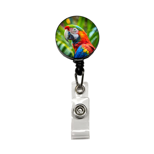 Macaw Parrot Bird Retractable ID Key Card Name Tag Badge Holder with Clip