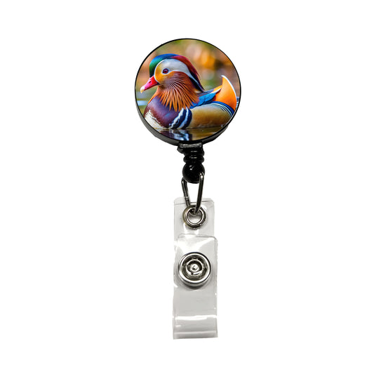 Mandarin Duck Retractable ID Key Card Name Tag Badge Holder with Clip