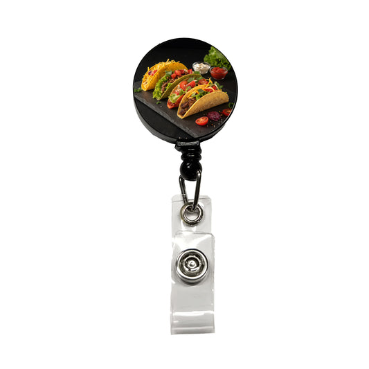 Mexican Tacos Retractable ID Key Card Name Tag Badge Holder with Clip