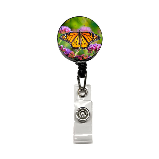 Monarch Butterfly Retractable ID Key Card Name Tag Badge Holder with Clip