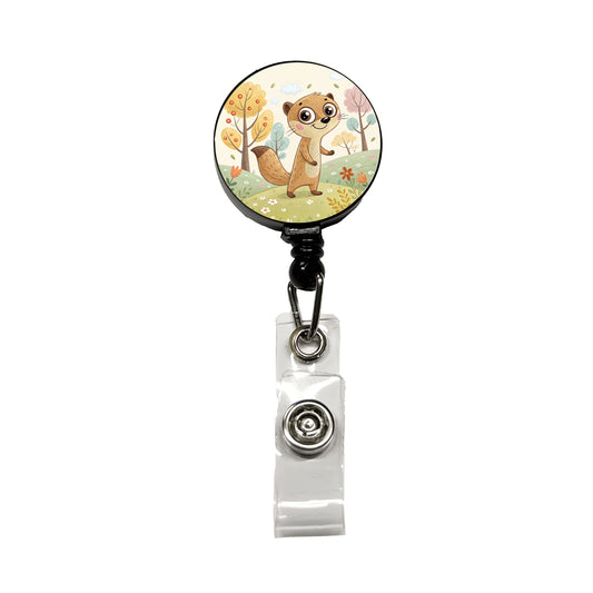 Mongoose Children's Illustration Style Retractable ID Key Card Name Tag Badge Holder with Clip