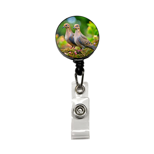 Mourning Doves Backyard Bird Retractable ID Key Card Name Tag Badge Holder with Clip