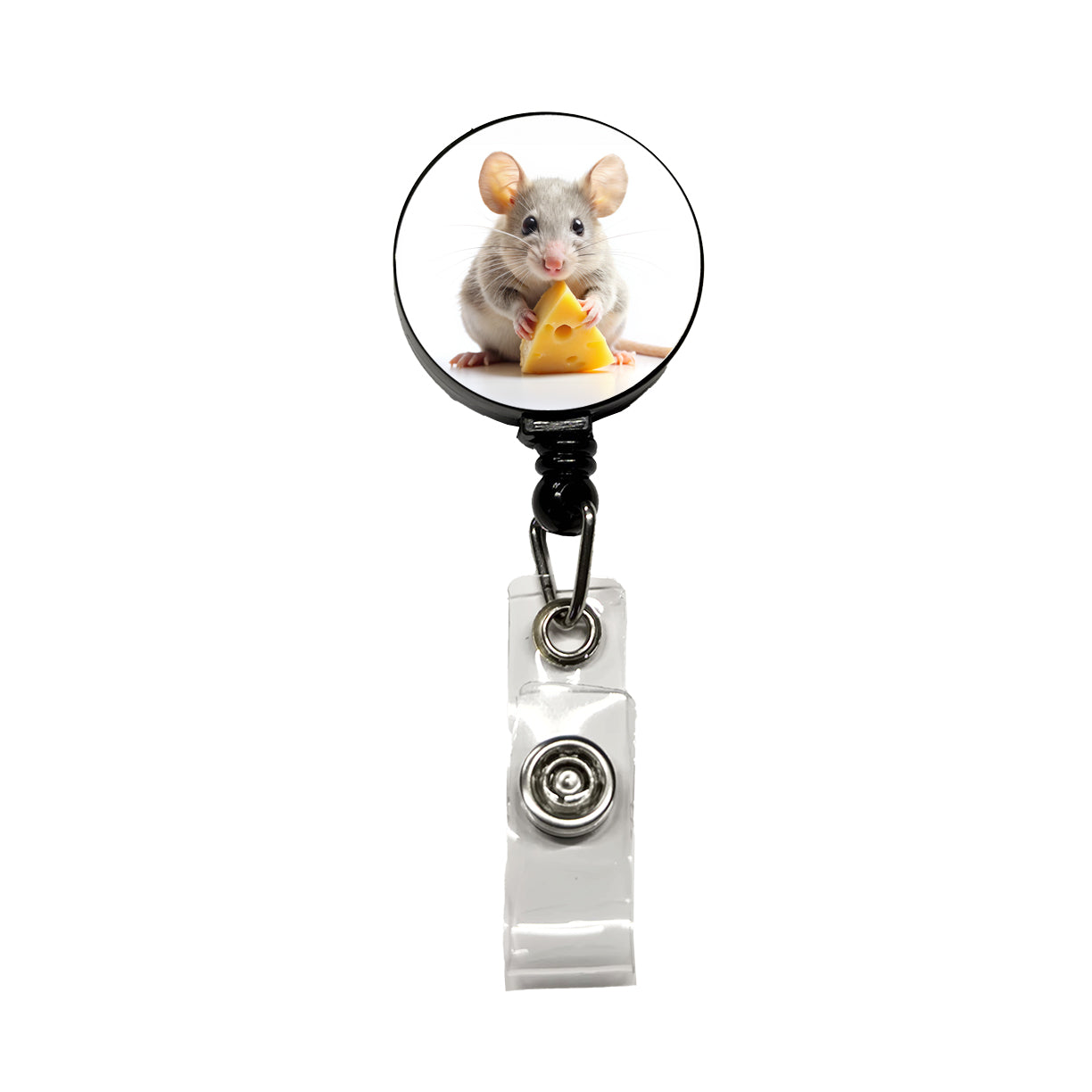 Mouse With A Piece Of Cheese Retractable ID Key Card Name Tag Badge Holder with Clip