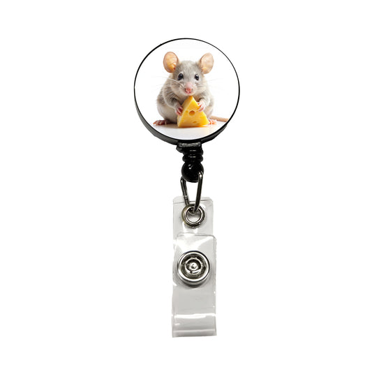 Mouse With A Piece Of Cheese Retractable ID Key Card Name Tag Badge Holder with Clip