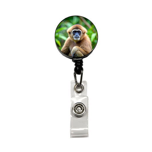 Muller's Gibbon Monkey Retractable ID Key Card Name Tag Badge Holder with Clip