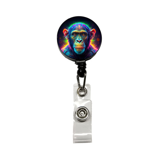 Neon Chimpanzee Monkey Retractable ID Key Card Name Tag Badge Holder with Clip