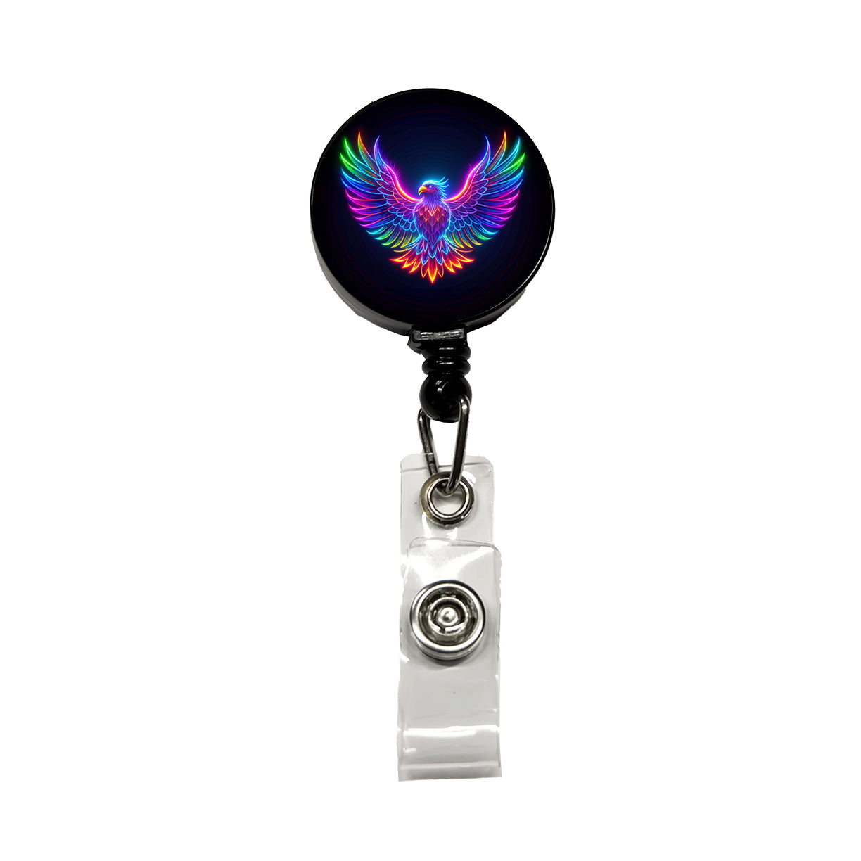 Neon Eagle Firebird Bird Retractable ID Key Card Name Tag Badge Holder with Clip